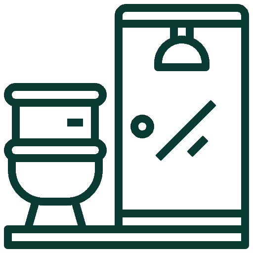 Dibujo de un cuarto de baño con ducha e inodoro